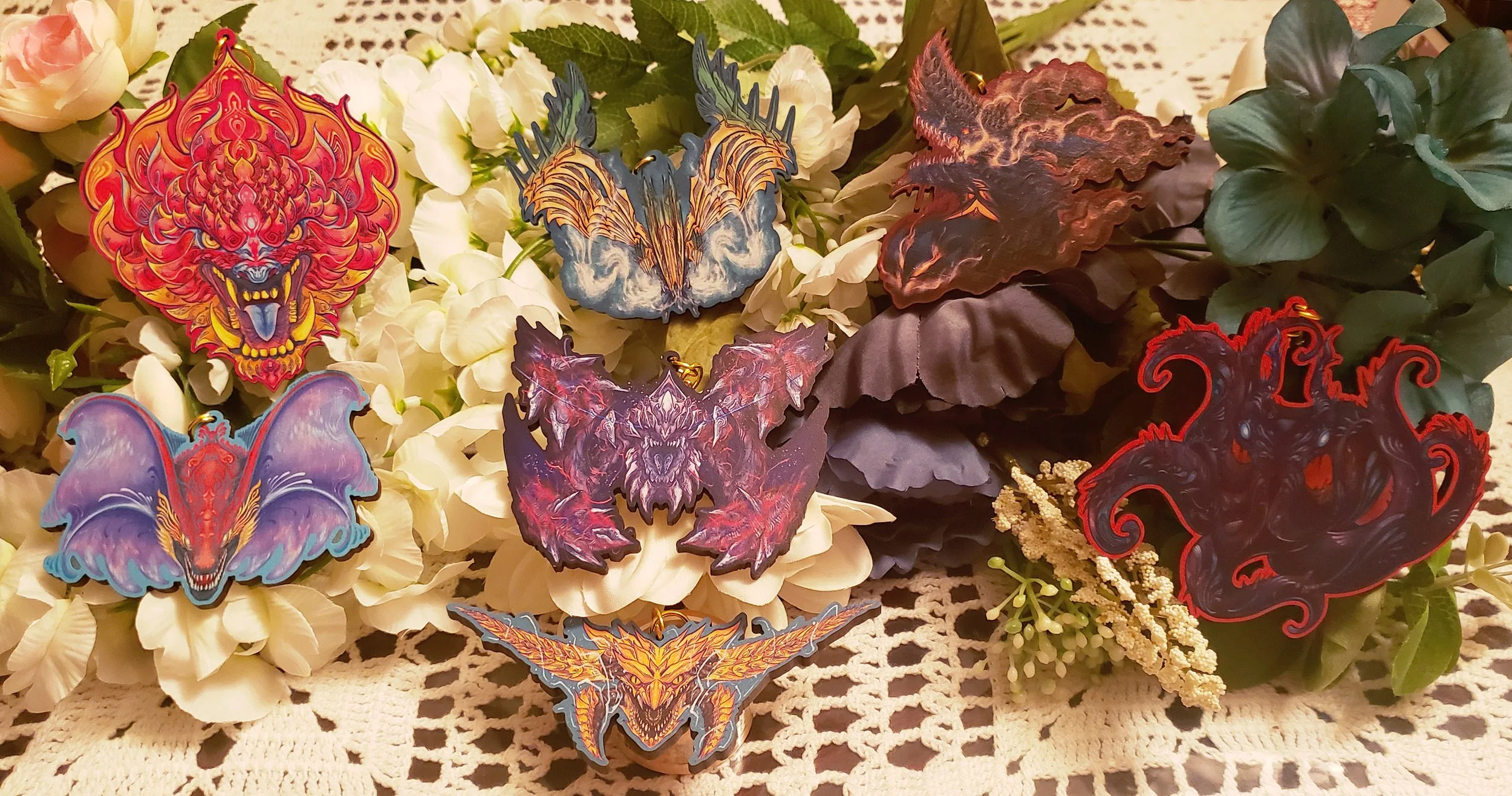 Monster Hunter Wooden + Frosted Acrylic Charms — Ihuatzin: Art by